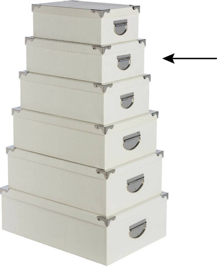 5five Opbergdoos box ivoor wit L32 x B21.5 x H12 cm Stevig karton Crocobox