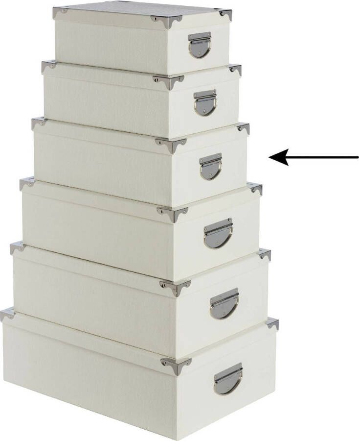 5five Opbergdoos box ivoor wit L36 x B24.5 x H12.5 cm Stevig karton Crocobox