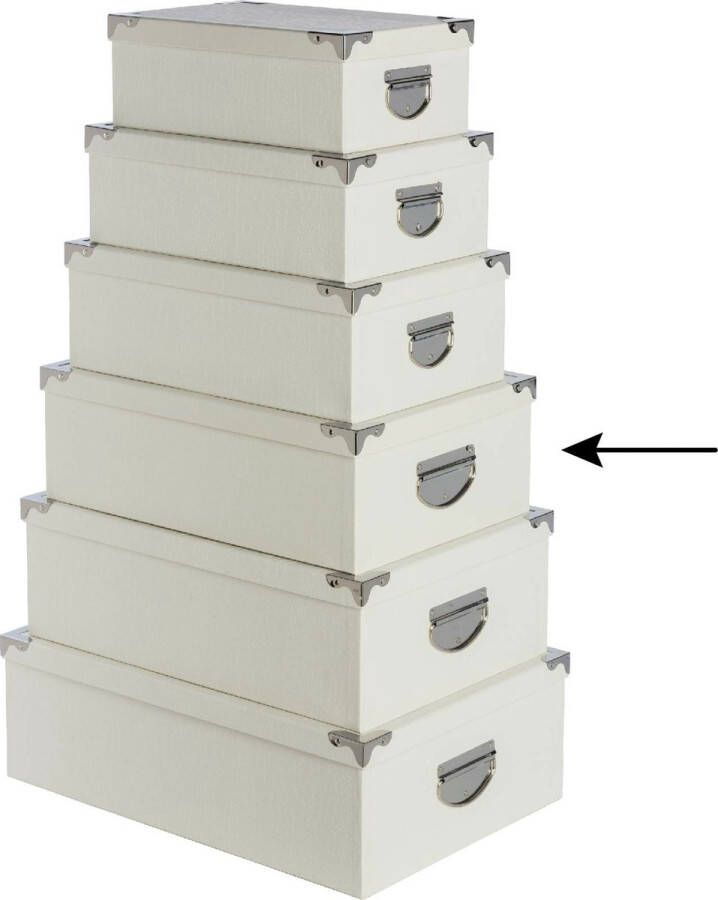 5five Opbergdoos box ivoor wit L40 x B26.5 x H14 cm Stevig karton Crocobox