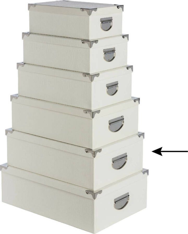 5five Opbergdoos box ivoor wit L44 x B31 x H15 cm Stevig karton Crocobox