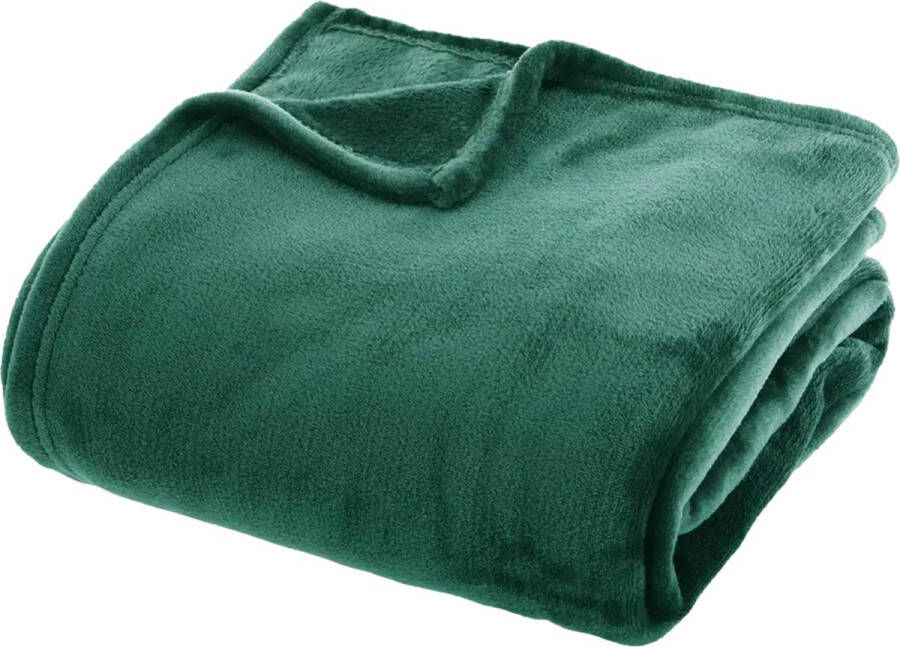 Atmosphera fleece deken fleeceplaid smaragd groen 180 x 230 cm polyester Molton Bankdeken