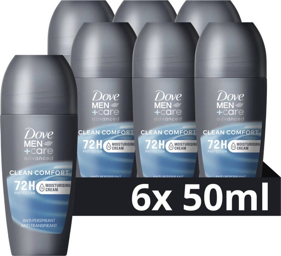 Dove Men+Care Advanced Clean Comfort Anti-Transpirant deodorant roller 6 x 50 ml Voordeelverpakking
