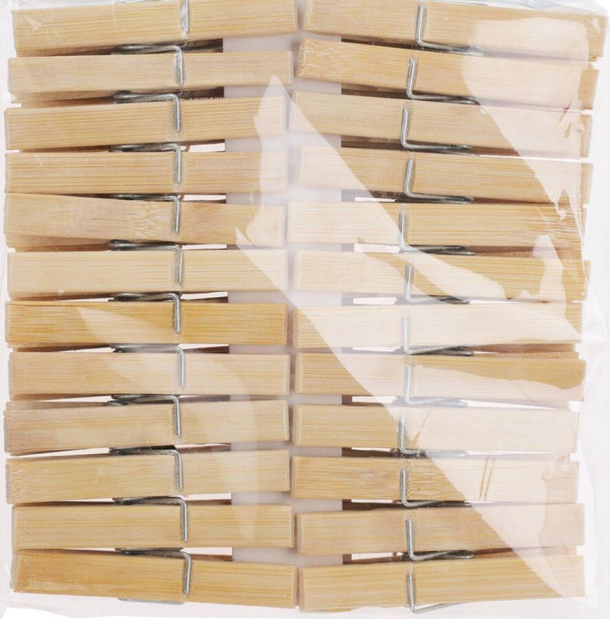Merkloos Bamboe wasknijpers 48x hout 7 cm Knijpers