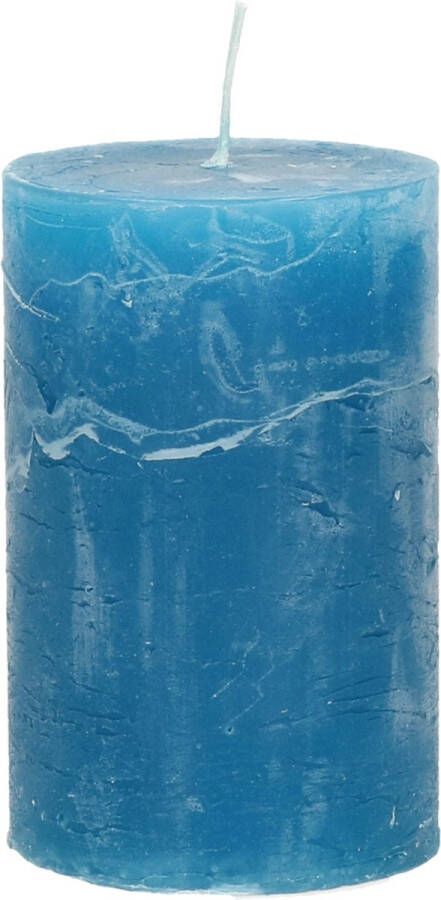 Merkloos Stompkaars cilinderkaars helder blauw 5 x 8 cm klein rustiek model Stompkaarsen