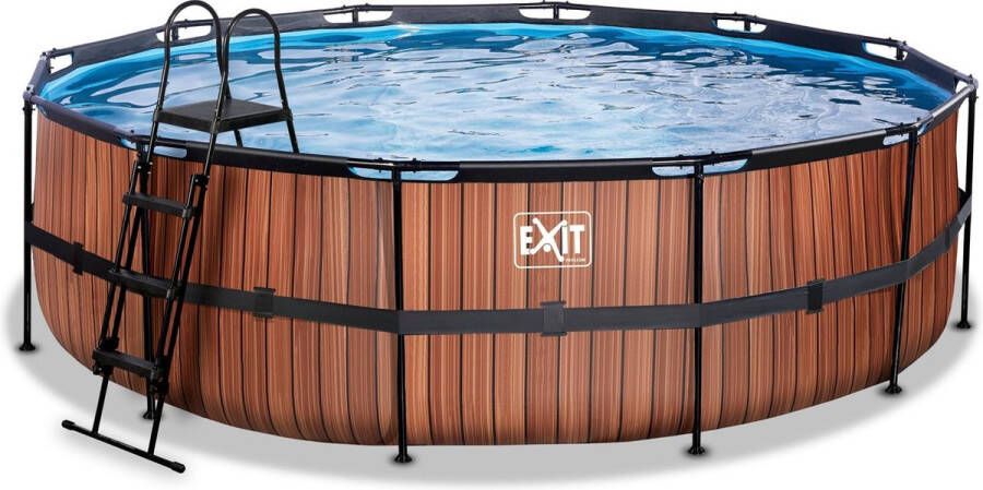 EXIT Wood zwembad ø488x122cm met filterpomp bruin