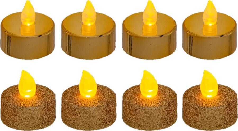 FEERIC LIGHTS & CHRISTMAS Feeric lights and christmas LED kaarsjes theelichtjes 8x stuks -goud LED kaarsen