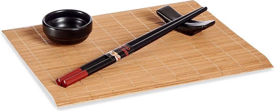 Kinvara Bamboe keramiek Sushi servies serveerset voor 2 personen 8-delig Sushi eetset zwart