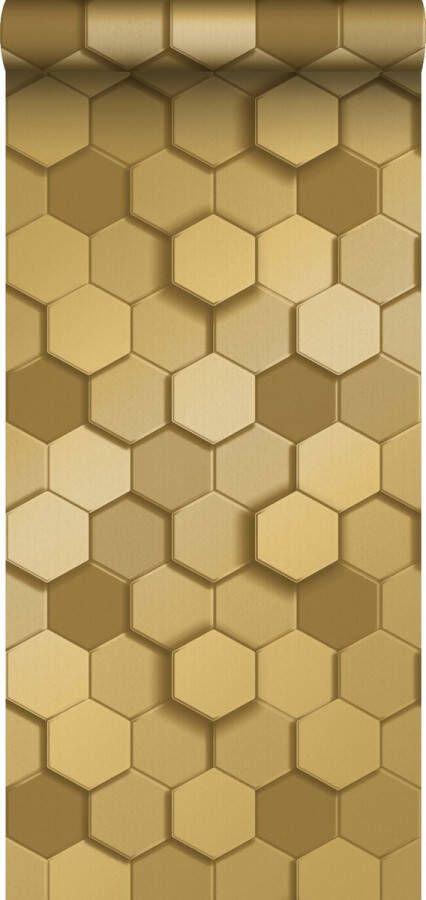 Origin Wallcoverings eco-texture vliesbehang 3d hexagon motief goud 347971 0.53 x 10.05 m