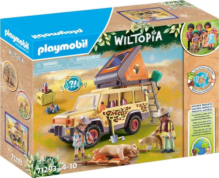Playmobil Â Wiltopia 71293 met de terreinwagen bij de leeuwen