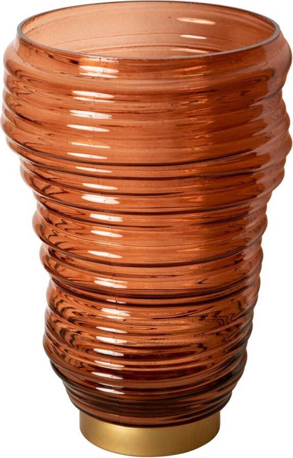Ptmd Collection PTMD Lane Brown glass ribbed swirl stormlight L