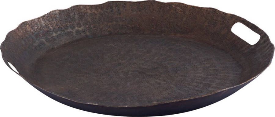 Ptmd Collection PTMD Semin Copper alu round rustic tray wavy edge M