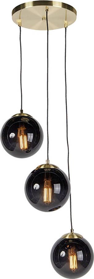 QAZQA pallon Art Deco LED Dimbare Smart Hanglamp incl. wifi met Dimmer 3 lichts Ø 45 cm Zwart Woonkamer Slaapkamer
