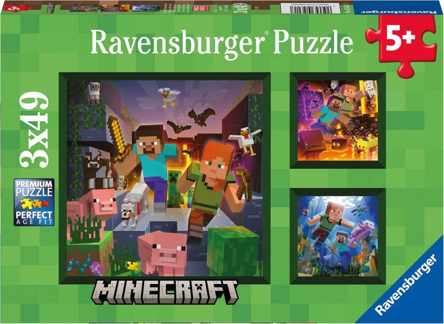 Ravensburger puzzel Minecraft Biomes Legpuzzel 3x49 stukjes