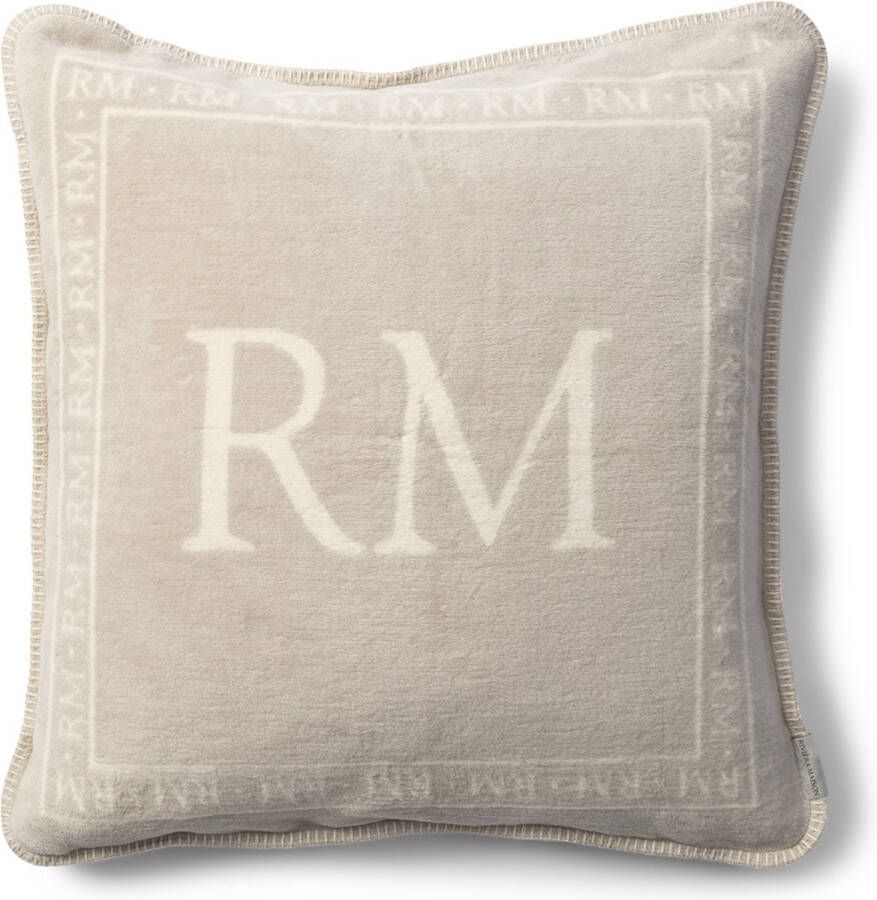 Riviera Maison Kussenhoes Kussensloop Sierkussen met logo RM Logo Pillow Cover 60x60 grijs Katoen