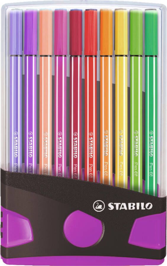 STABILO Pen 68 Premium Viltstift ColorParade Antraciet Roze Set Met 20 Verschillende Kleuren