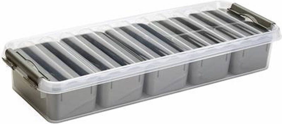 Sunware Q-line opbergbox met 7 bakjes 2 5L transparant metaal 39 x 14 x 6 5 cm