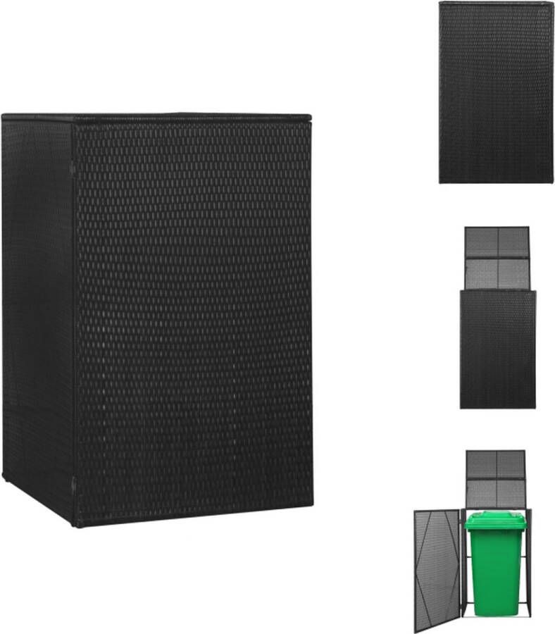 VidaXL Containerberging PE-rattan 76 x 78 x 120 cm zwart Afvalbakberging