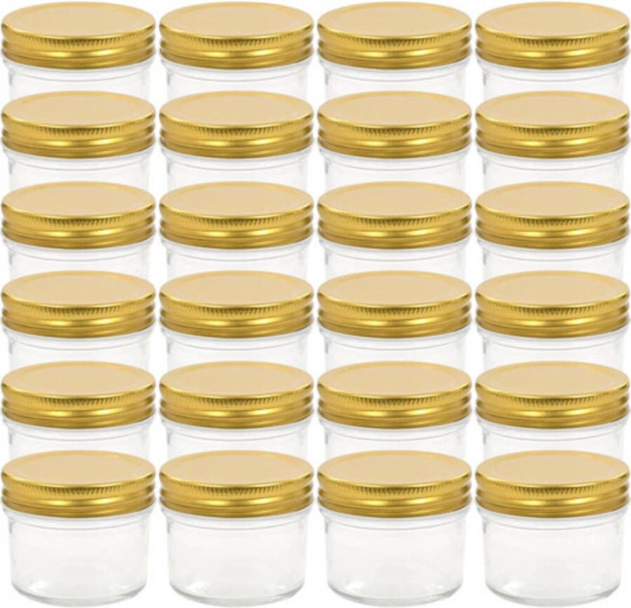 VidaXL -Jampotten-met-goudkleurige-deksels-24-st-110-ml-glas