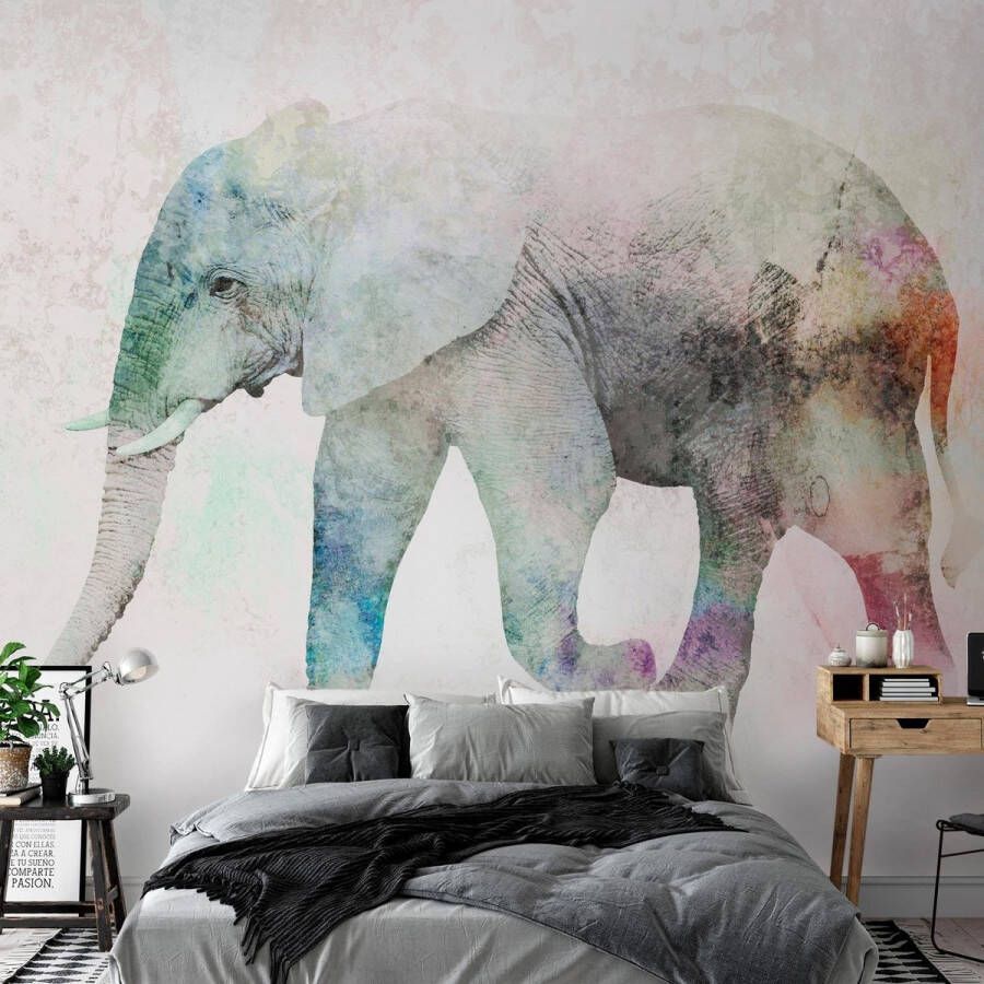 Wallmagic.eu Zelfklevend fotobehang Painted Elephant 245x175