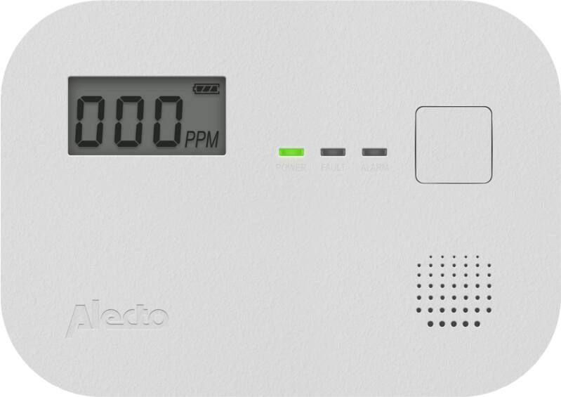Alecto COA3920 Koolmonoxidemelder met display 10 jaar sensor Voldoet aan Europese norm EN50291 Wit