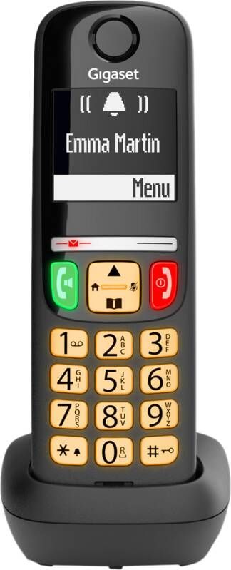 Gigaset A735 draadloze DECT telefoon geschikt voor senioren verlichte en grote toetsen zwart