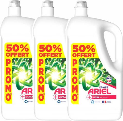 Ariel Vloeibaar Wasmiddel + Ultra Vlekverwijderaar Voordeelverpakking 3x88 Wasbeurten