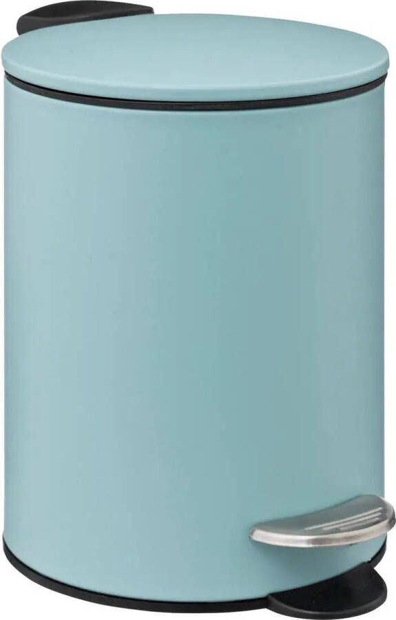5Five kleine pedaalemmer metaal ijsblauw 3L 16 x 25 cm Badkamer toilet Pedaalemmers