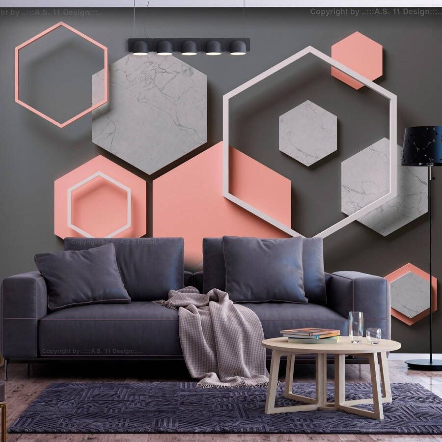 Artgeist Zelfklevend fotobehang Hexagon Plan