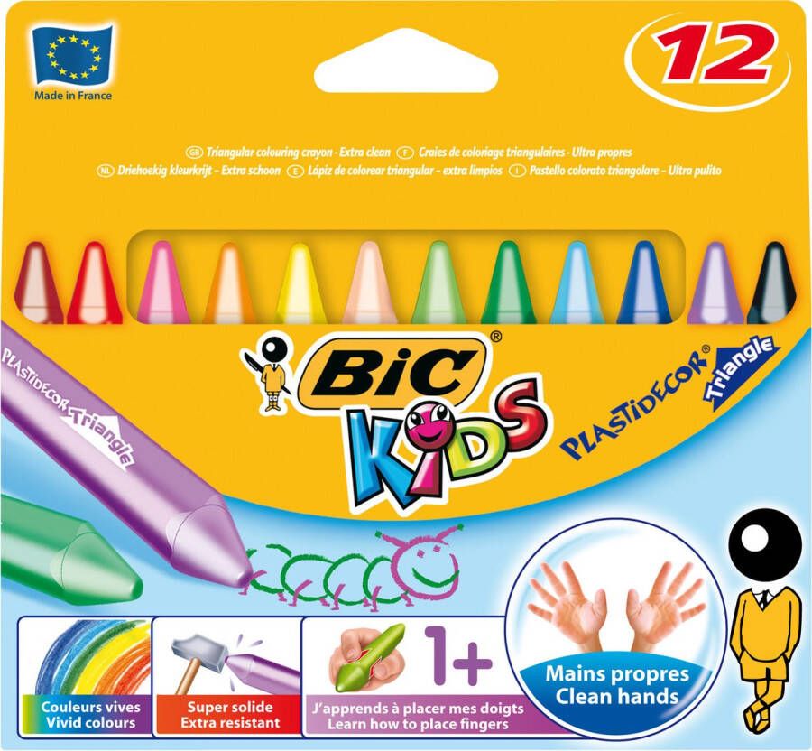 Bic Kids Kleurkrijt | | Plastidecor Triangle | Assortiment | 12 stuks