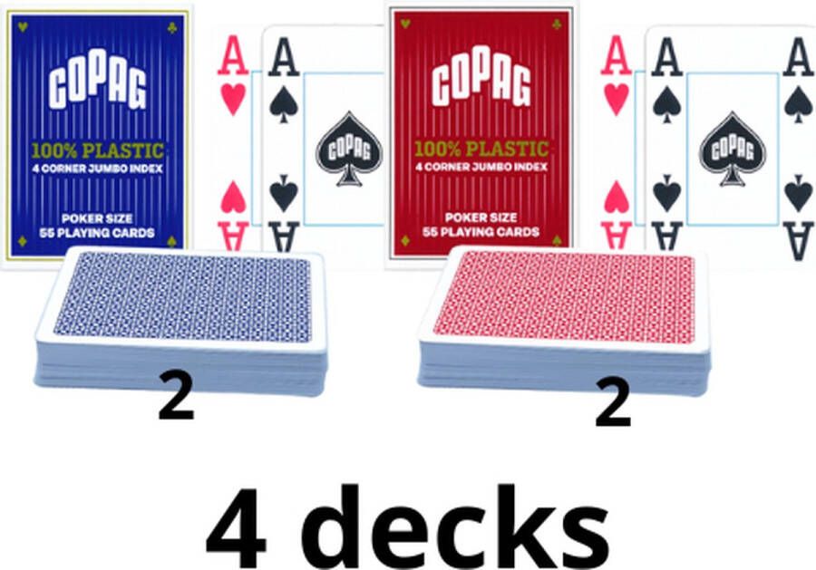 Copag plastic pokerkaarten kaartspel 4 index 4 stuks