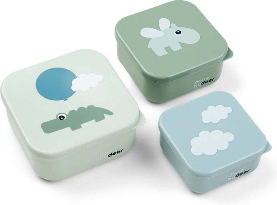 Done By Deer Snackbox set 3 pcs Happy clouds Green
