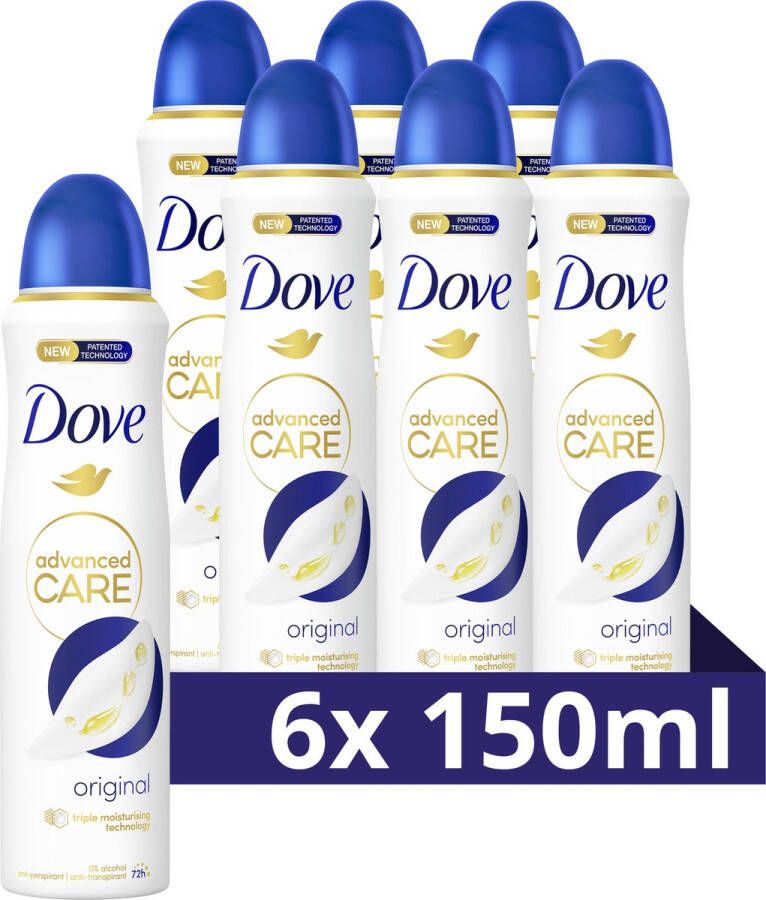 Dove Advanced Care Anti-transpirant Deodorant -Spray Original 6 x 150 ml Voordeelverpakking