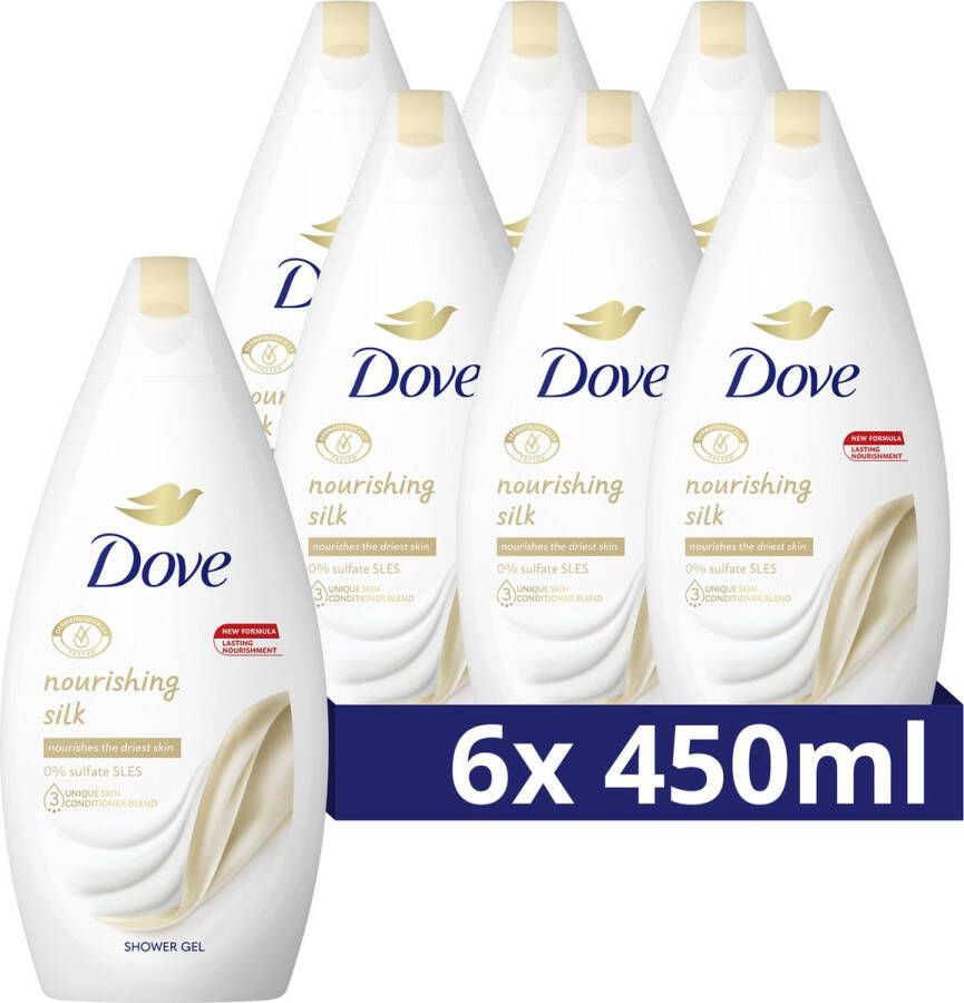 Dove Nourishing Silk douchegel 6 x 450 ml voordeelverpakking
