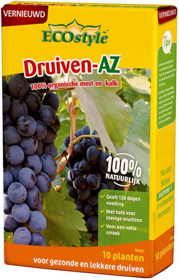 ECOstyle Druiven-AZ met Complete Verzorging Extra Kalk voor Stevige Vruchten Voor Volle Smaak 120 Dagen Voeding Voor 10 Planten 800 GR