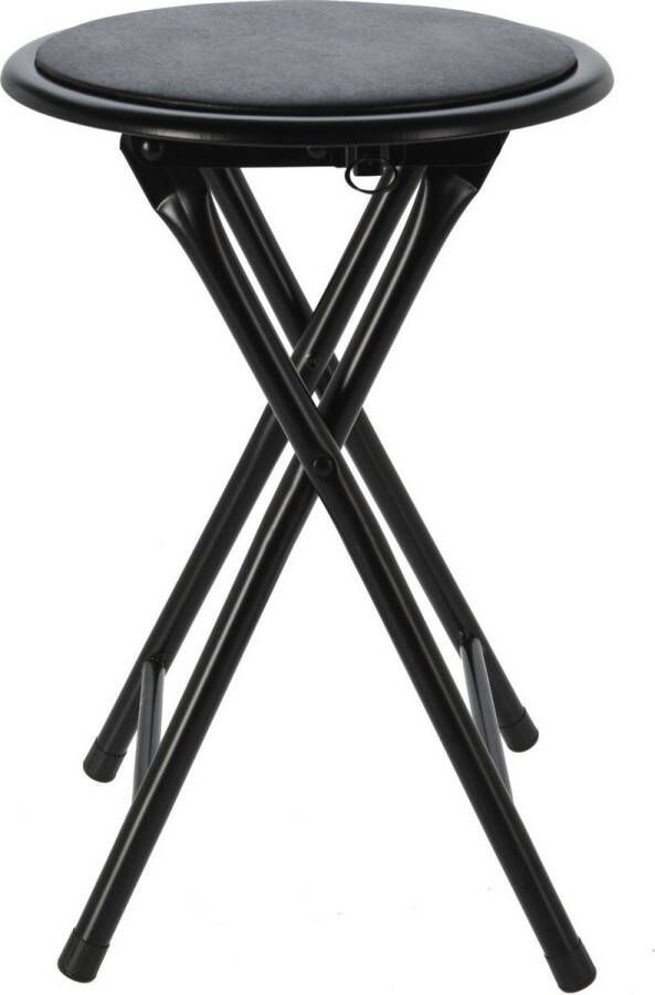 Excellent Houseware bijzet krukje stoel Opvouwbaar zwart 45 cm Krukjes
