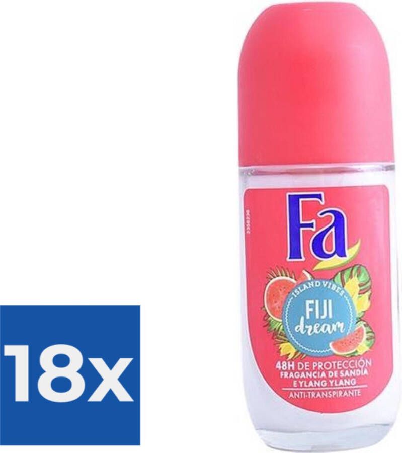 Fa Deo Roll-on Women Fiji Dream 50 ml. GLAS Voordeelverpakking 18 stuks