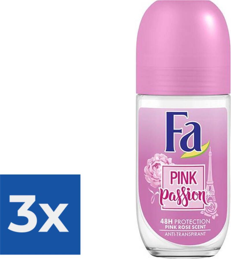 Fa Deo Roll-on Women Pink Passion 50 ml Voordeelverpakking 3 stuks