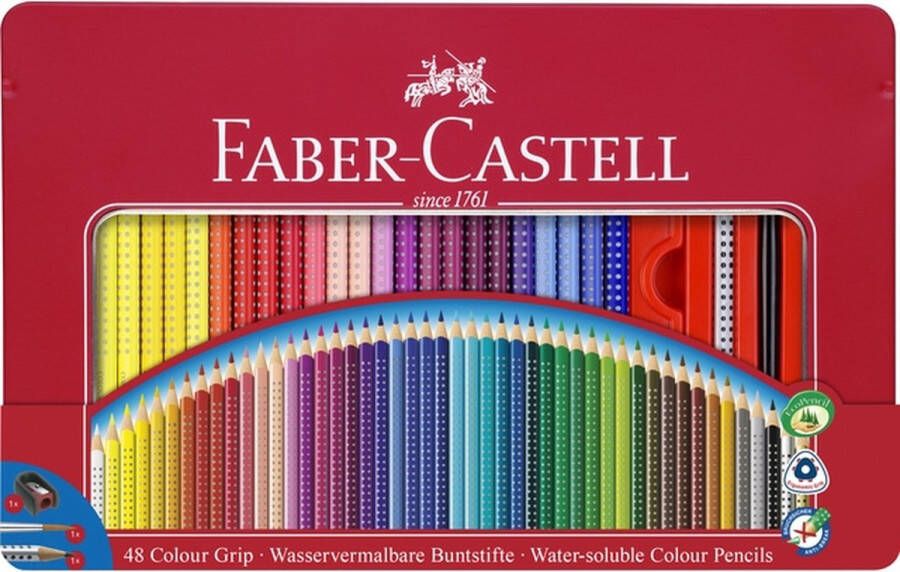 Faber-Castell kleurpotloden Colour Grip blik 48 stuks met accessoires FC-112448