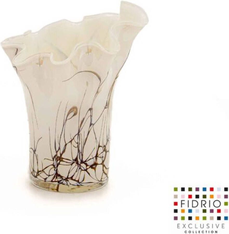 Fidrio Design Vaas Wave LIGHTENING glas mondgeblazen bloemenvaas diameter 14 cm hoogte 18 cm