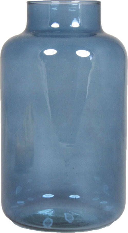 Floran Bloemenvaas Milan transparant blauw glas D15 x H25 cm melkbus vaas met smalle hals Vazen