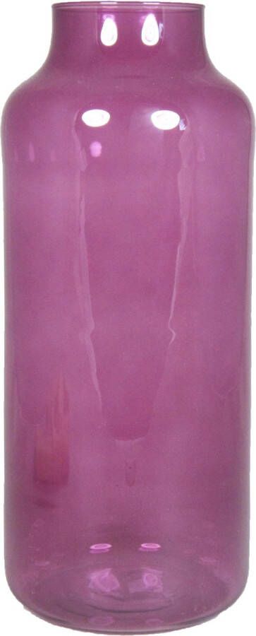 Floran Bloemenvaas Milan transparant paars glas D15 x H35 cm melkbus vaas met smalle hals Vazen