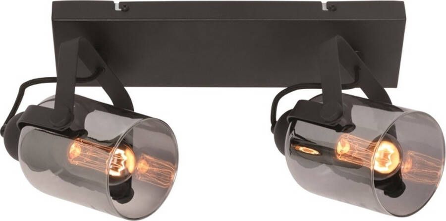 Freelight Opbouwspot Fumoso 2-lichts zwart met smoke glas
