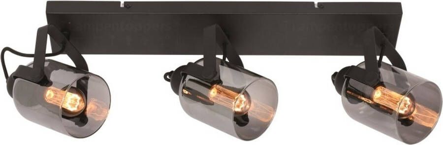 Freelight Opbouwspot Fumoso 3-lichts zwart met smoke glas