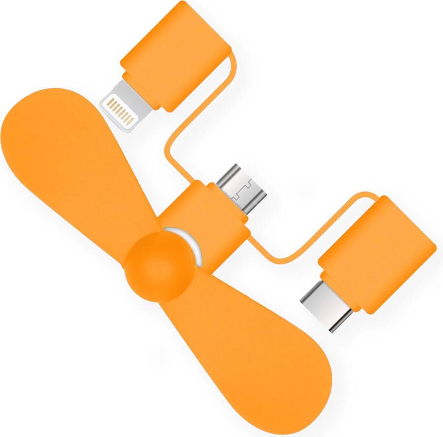 IMoshion 3-in-1 smartphone ventilator Lightning USB-C & Micro-USB Oranje