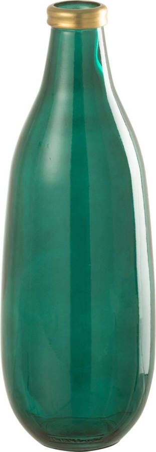 J-Line Vaas Goud Boord Glas Groen Medium Bloemenvaas 40.00 cm hoog