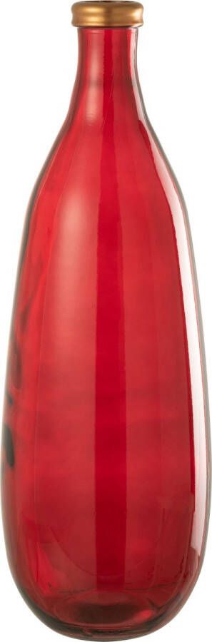J-Line Vaas Goud Boord Glas Rood Large Bloemenvaas 75.00 cm hoog