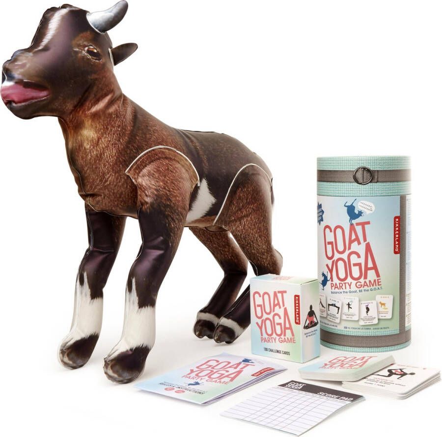 Kikkerland kaartspel Goat Yoga pvc papier bruin 3-delig