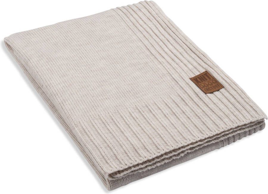 Knit Factory Uni Gebreid Plaid Woondeken plaid Wollen deken Kleed Beige 160x130 cm