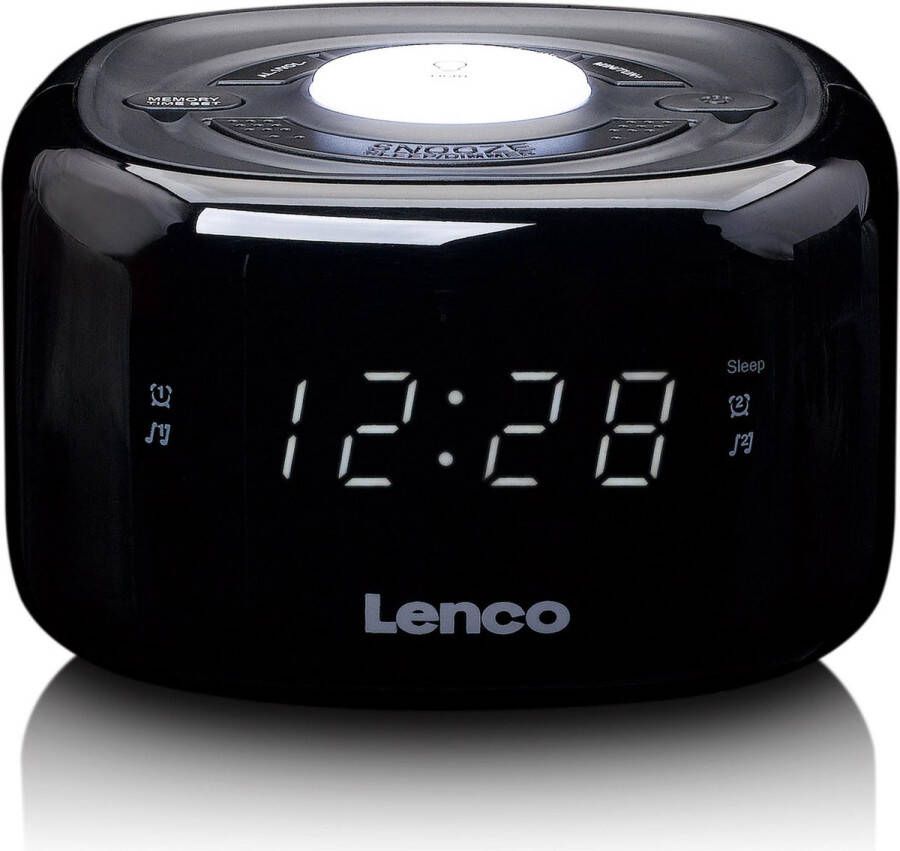Lenco CR 12BK Wekkerradio met dimmerfunctie en nachtlampje Zwart