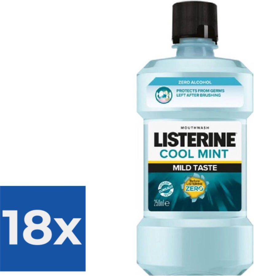 Listerine 12 x Mondwater- Alcoholvrij Cool Mint 250 ml 3574660649864 Voordeelverpakking 18 stuks
